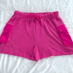 Bright pink ribbed shorts, size XL